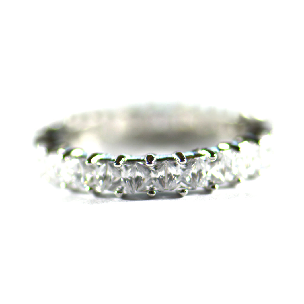 Full of square CZ silver ring