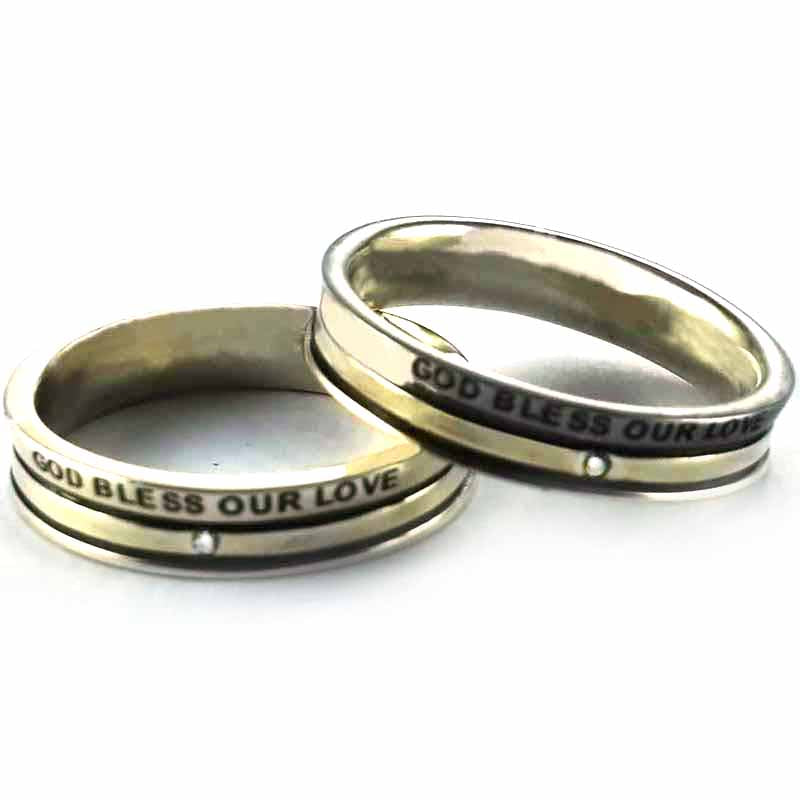 God bless our love silver couple ring