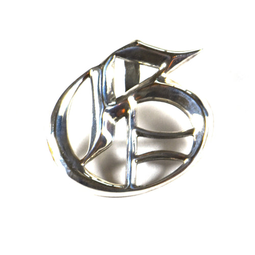 G old english fonts silver pendant