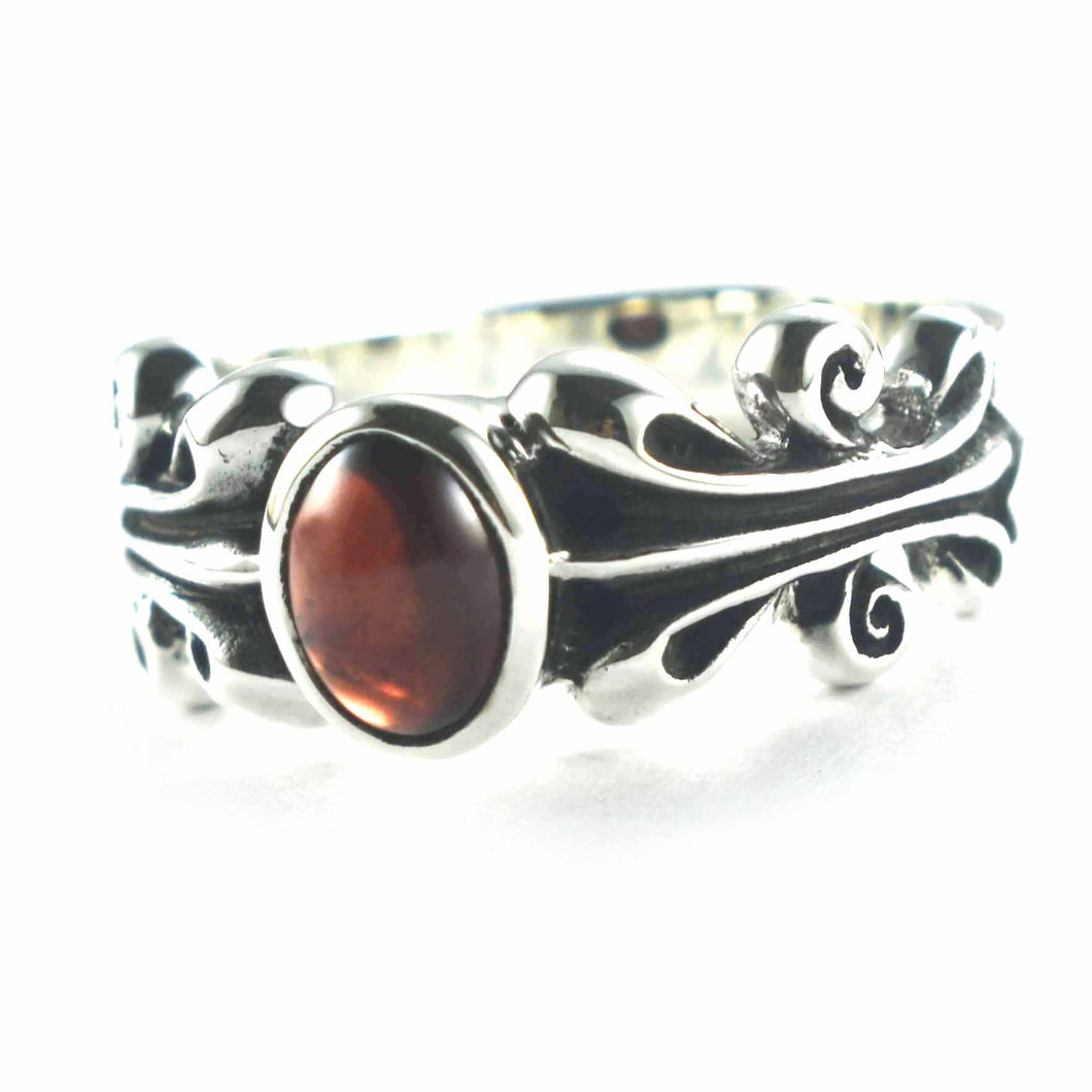 Garnet stone silver ring