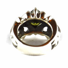 Green square CZ silver ring