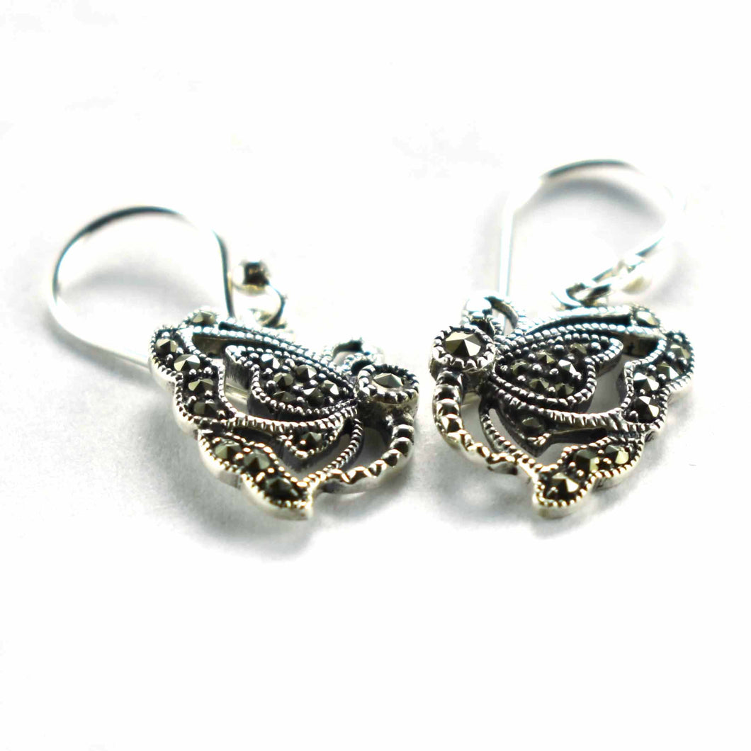 Half butterfly silver earring with marcasite
