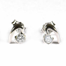 Half heart silver earring with CZ