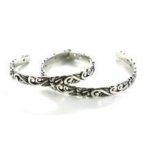 Hawaii pattern silver couple bangle