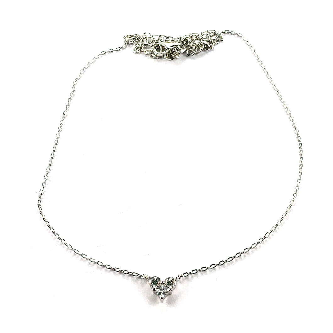 Heart CZ silver necklace