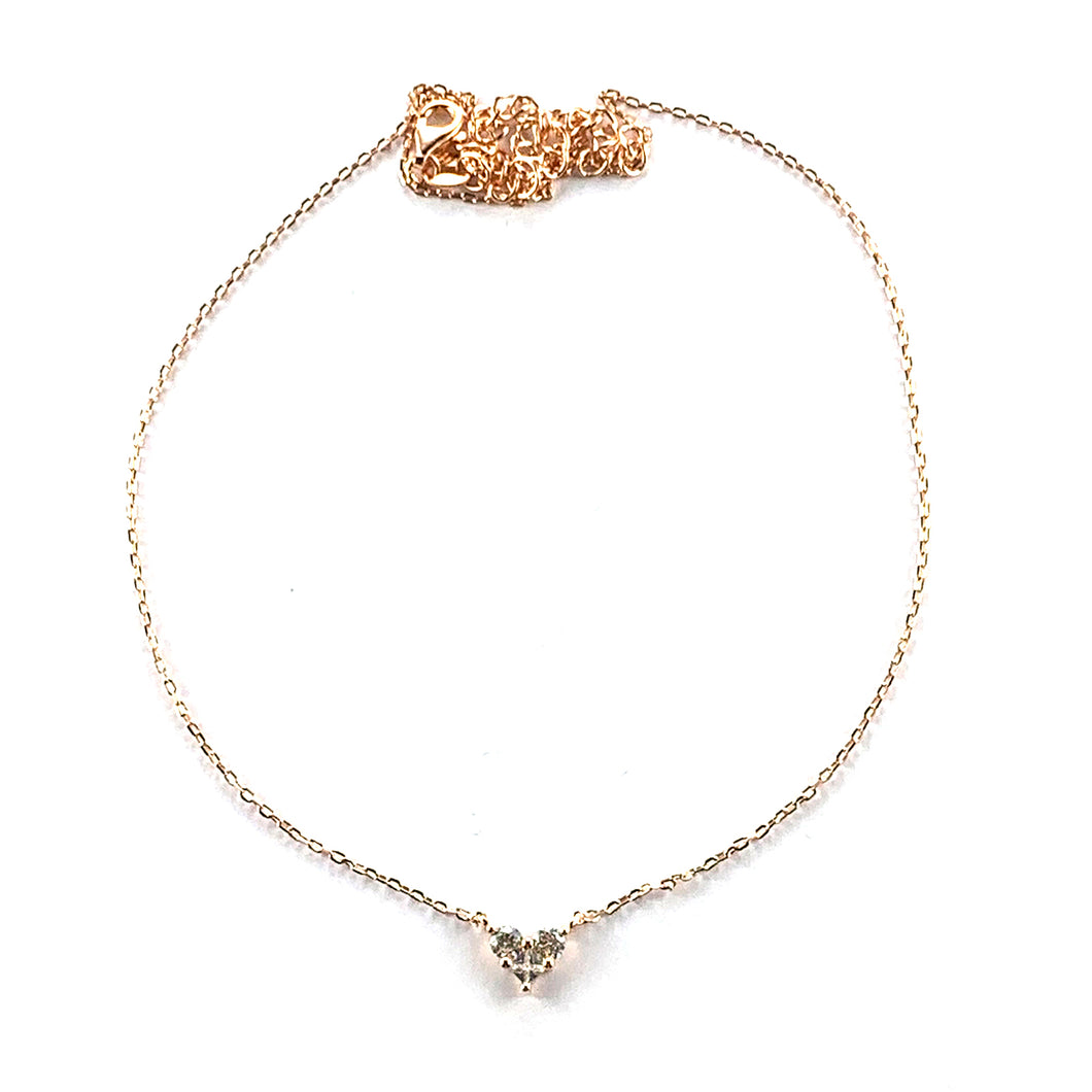 Heart CZ silver necklace with pink gold plating