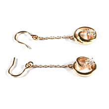 Heart & chain silver earring with CZ & pink gold plating