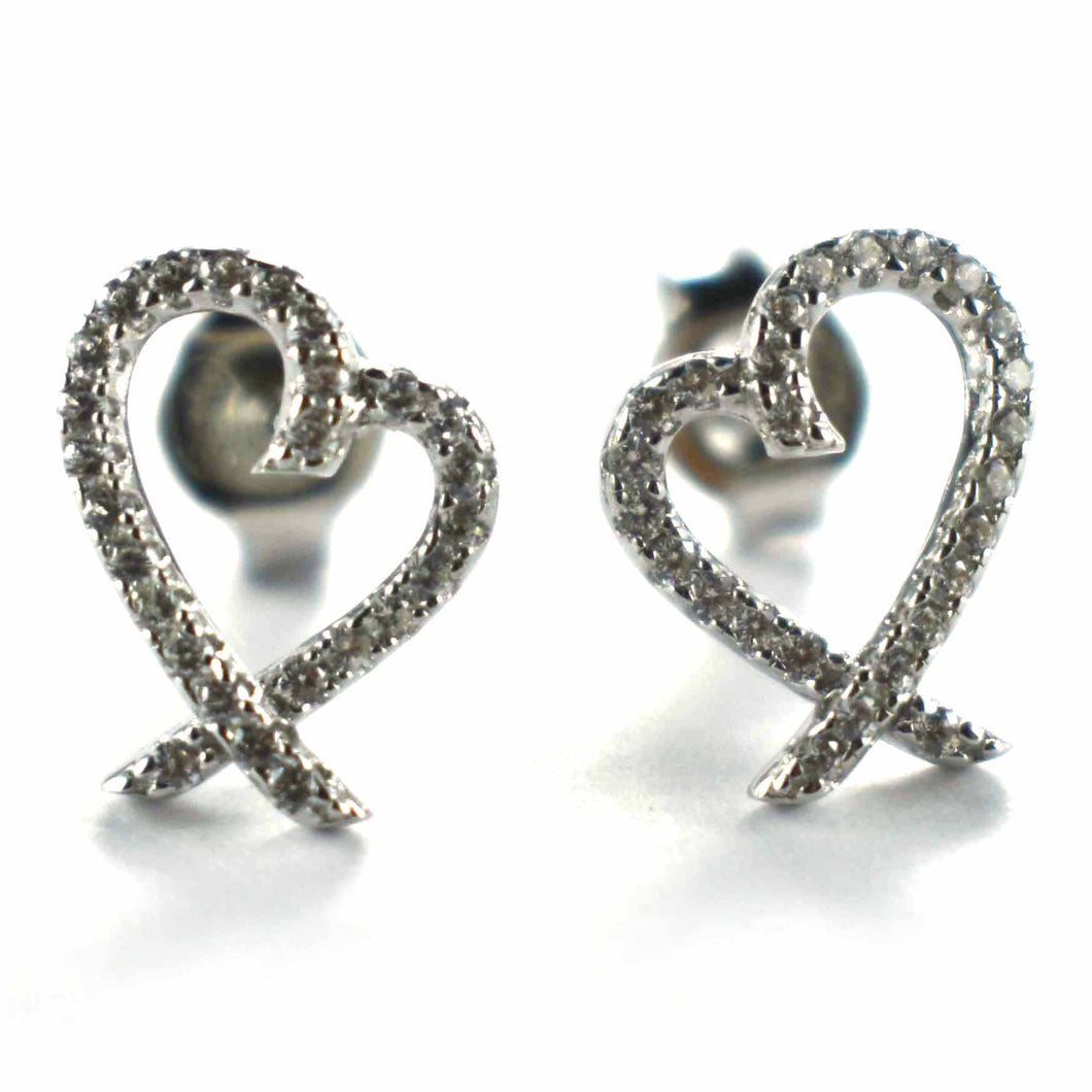 Heart pattern earring with white CZ & platinum plating