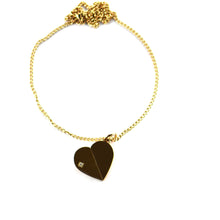 Heart & rectangle stainless steel necklace with pink gold plating