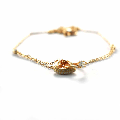 Heart & ring silver necklace with pink gold plating