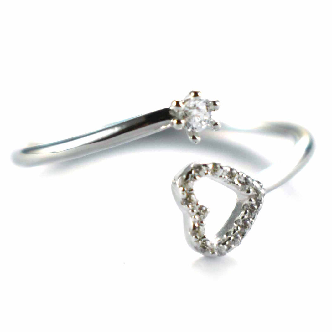 Heart silver ring with white CZ