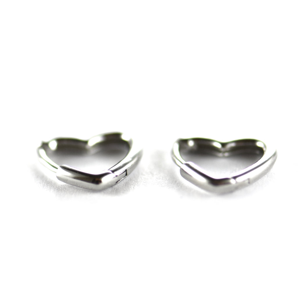 Heart circle silver earring