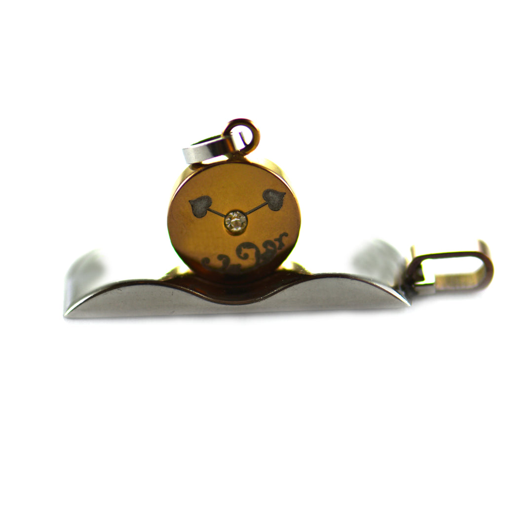 Heart clock stainless steel couple pendant