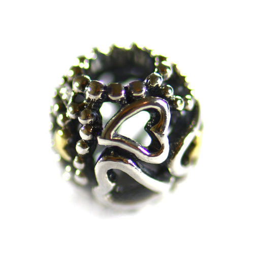 Heart pattern silver ball beads