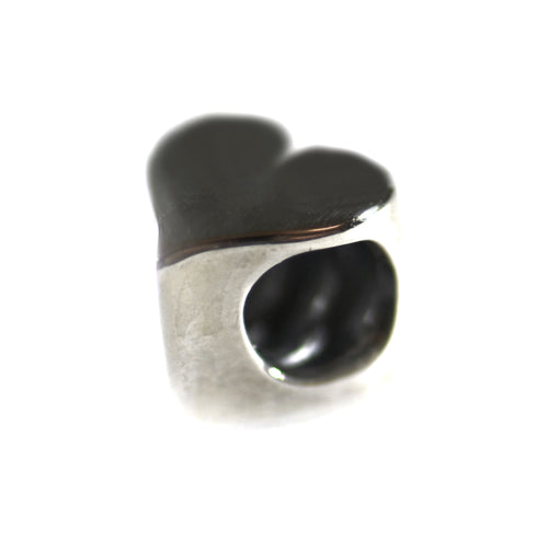 Heart silver beads with silver oxidize