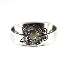 Heart silver couple ring with white CZ