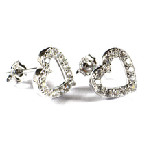 Heart silver studs earring with CZ & platinum plating