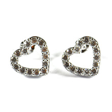 Heart silver studs earring with CZ & platinum plating