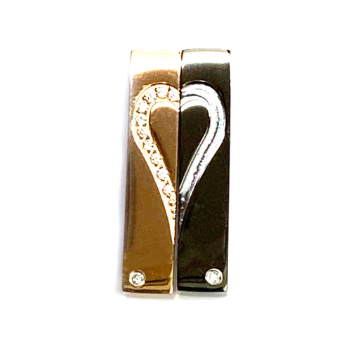 Heart stainless steel couple pendant with pink gold & black plating