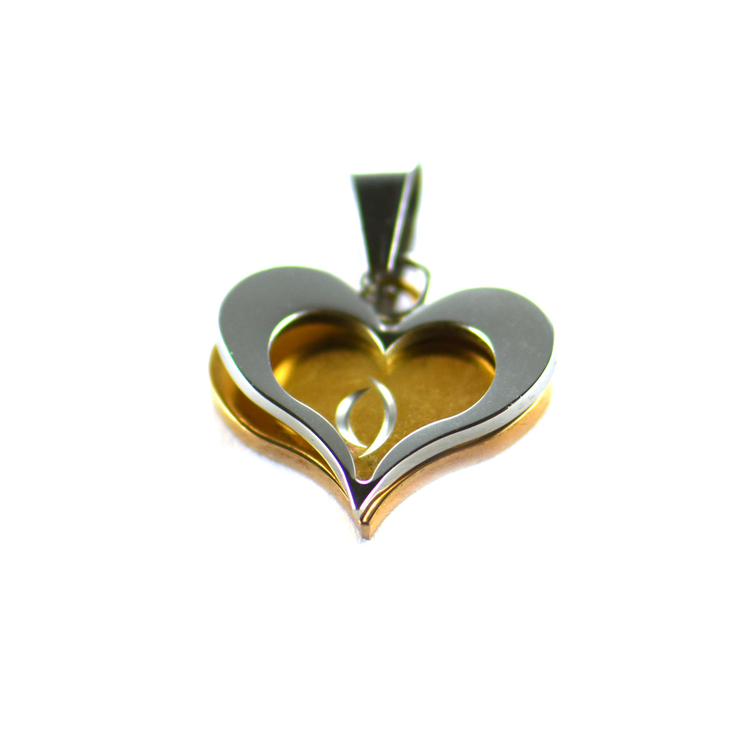 Heart stainless steel pendant with pink gold plating