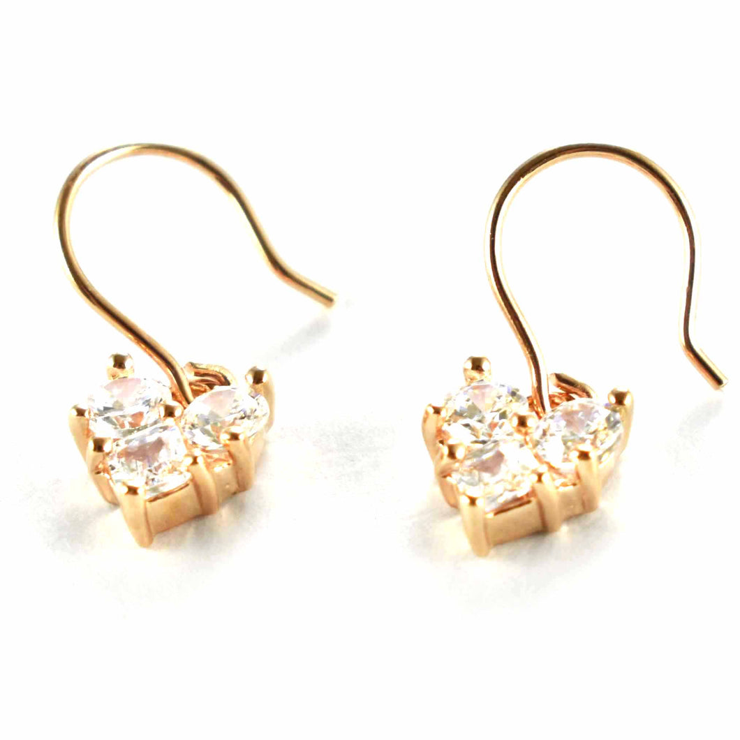 Hook silver earring with heart pattern & pink gold plating