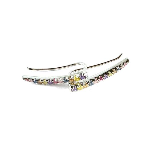 Hook silver earring with color stone