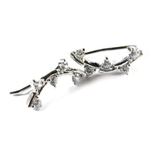 Hook silver earring with five white CZ