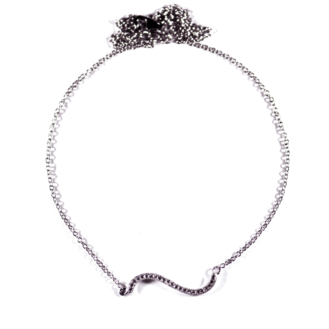 Horizontal S silver necklace with CZ
