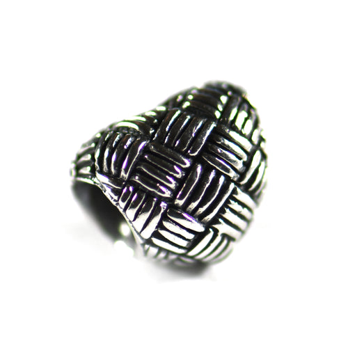 Horizontal stripes heart silver beads