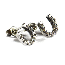 Horseshoe silver studs earring with CZ & black rhodium plating