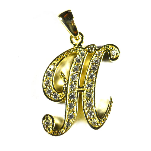 H silver pendant with 18K gold plating