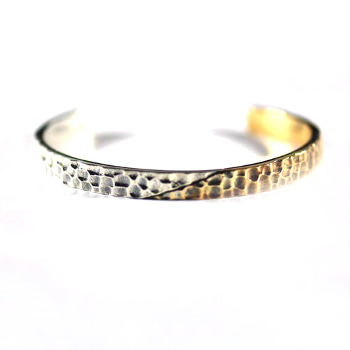 Hummer pattern silver bangle with copper plating