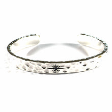 Silver Hummer pattern with CZ silver couple bangle