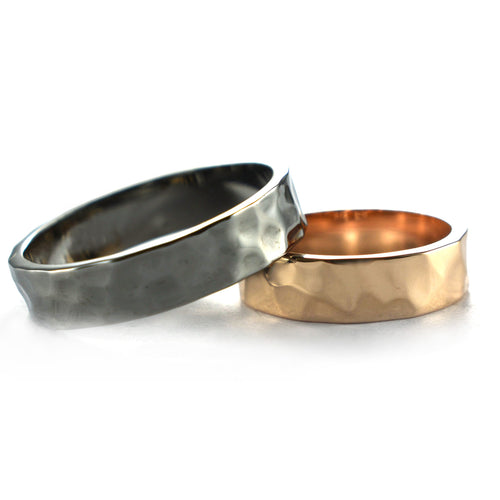 Hummer pattern with black rhodium & pink gold plating silver couple ring