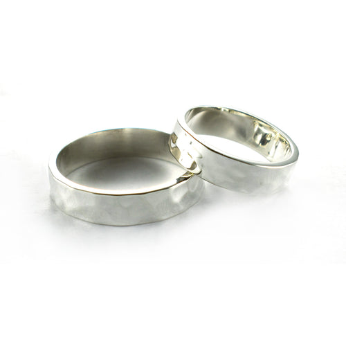 Hummer pattern silver couple ring