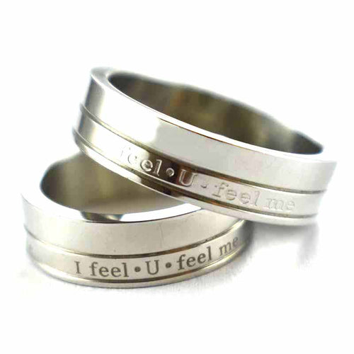 I feel U feel me stainless steel couple ring