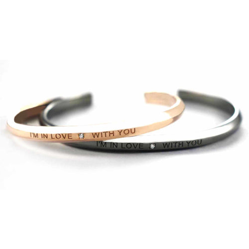 I'm in love with you silver couple bangle with color plating