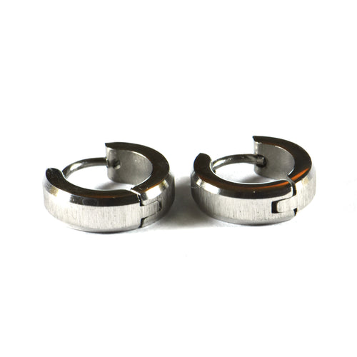 Ice cut circle stainless steel earring 4mm X 9mm