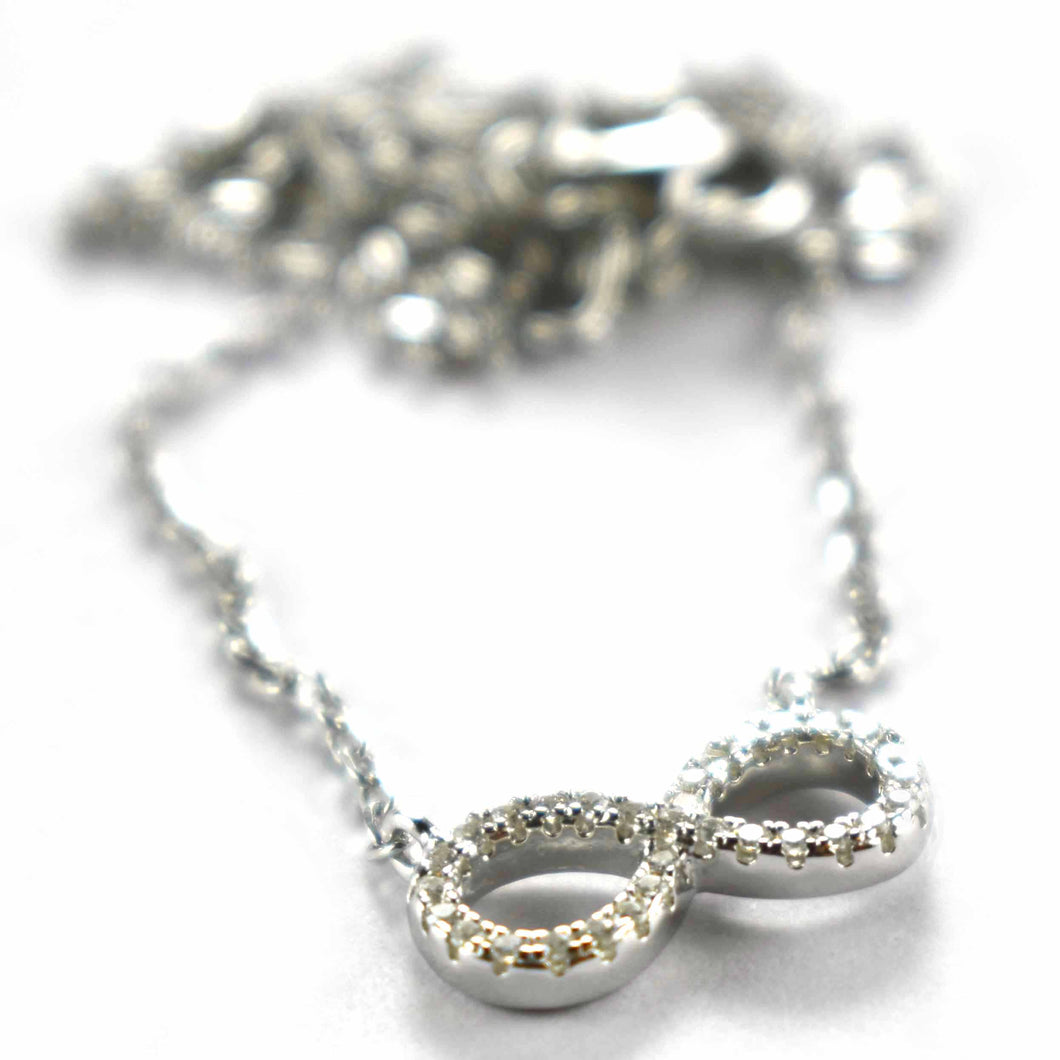 Inifinity symbol silver necklace with white CZ & platinum plating