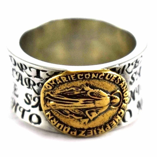 Jesus with copper plating oval pattern silver ring