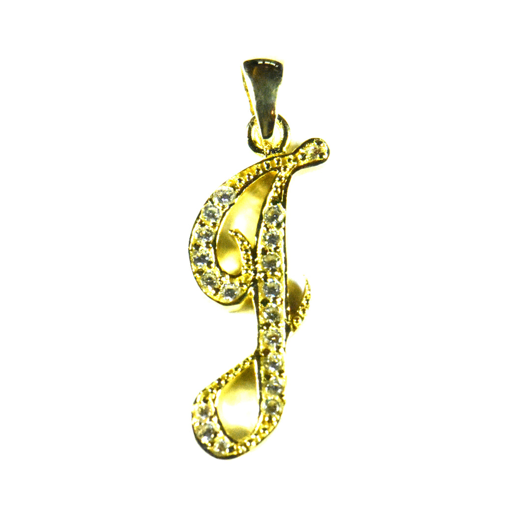 J silver pendant with 18K gold plating