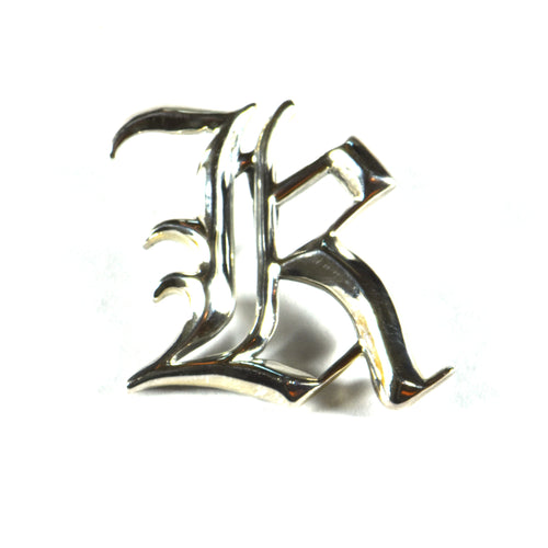 K old english fonts silver pendant