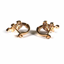 flower silver earring with white CZ & pink gold plating