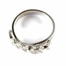 Leave silver ring with white cubic zirconia