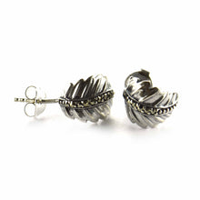 Leaves silver earring with marcasite