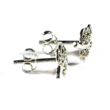 Leaves silver studs earring with marcasite