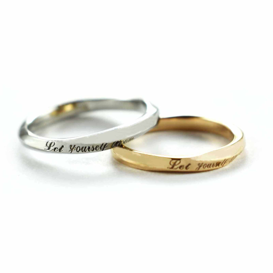 Let yourself bloom stainless steel couple ring