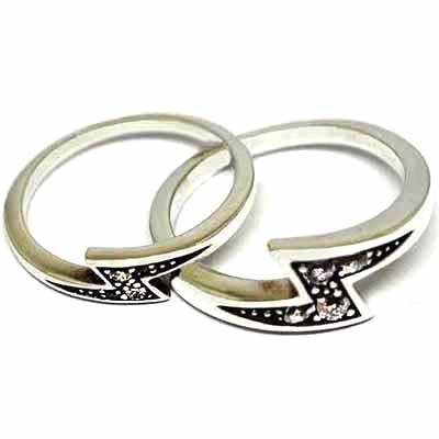 Lighting silver couple ring
