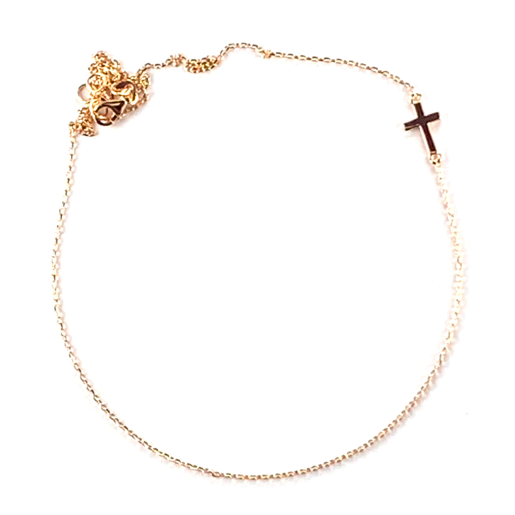 Little Cross silver necklace with pink gold plating
