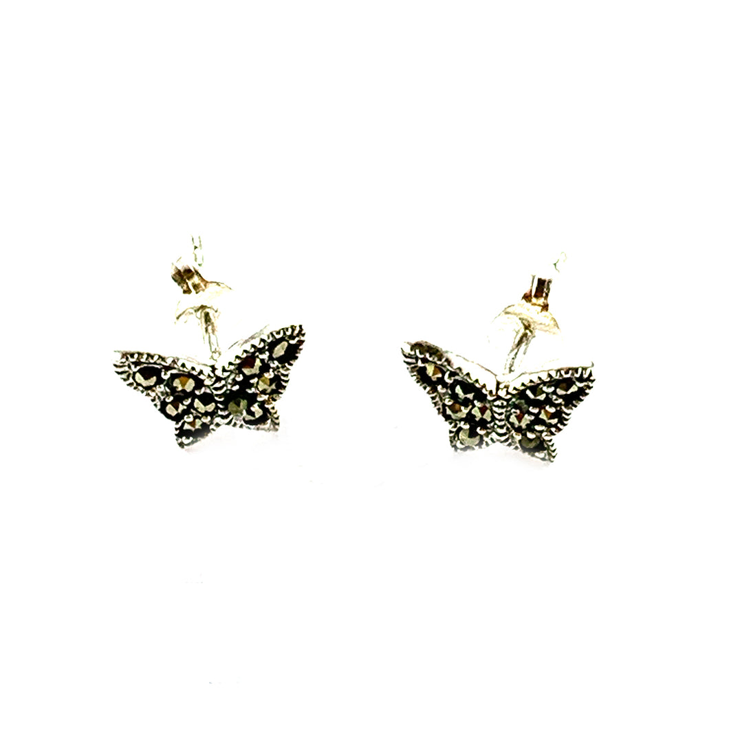 Little butterfly silver earring with marcasite